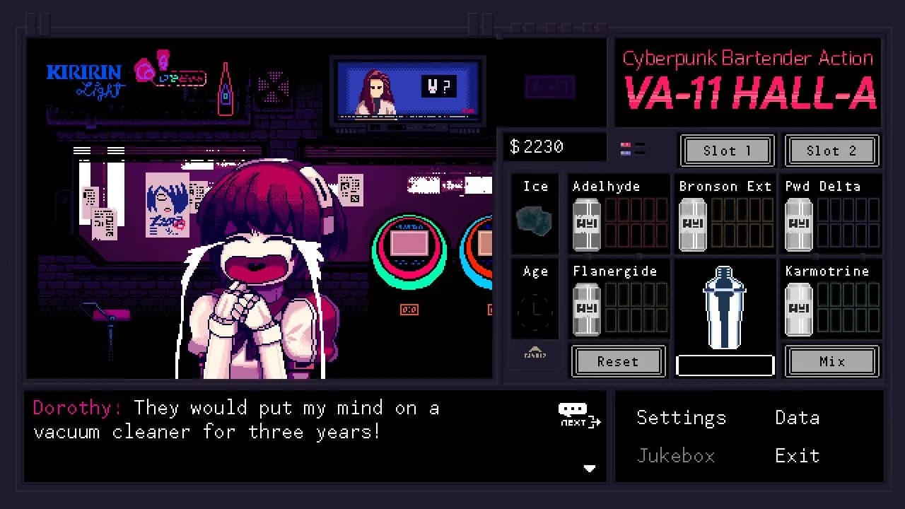 VA-11 Hall-A: Cyberpunk Bartender Action — скриншот 1