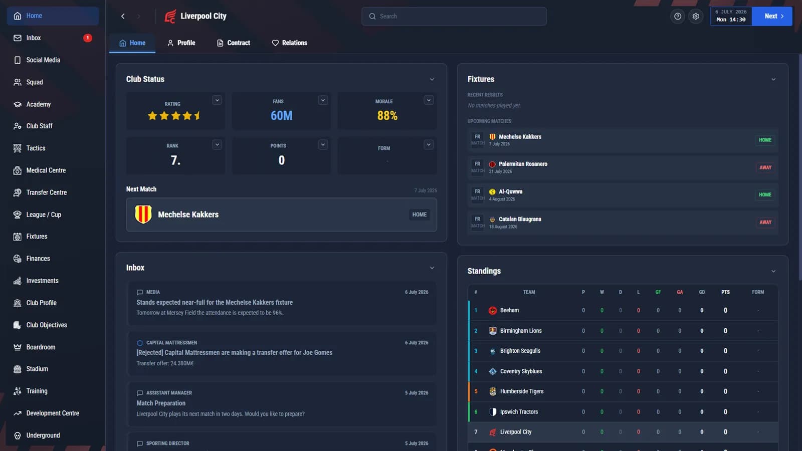 Pro Soccer Manager 27 — скриншот 1